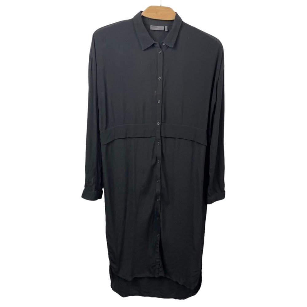 Minimum Black Viscose Midi Shirt Dress Size 36